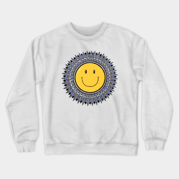 Smiley Face Mandala Crewneck Sweatshirt by Art by Rory 